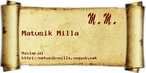 Matusik Milla névjegykártya