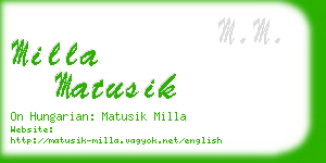 milla matusik business card